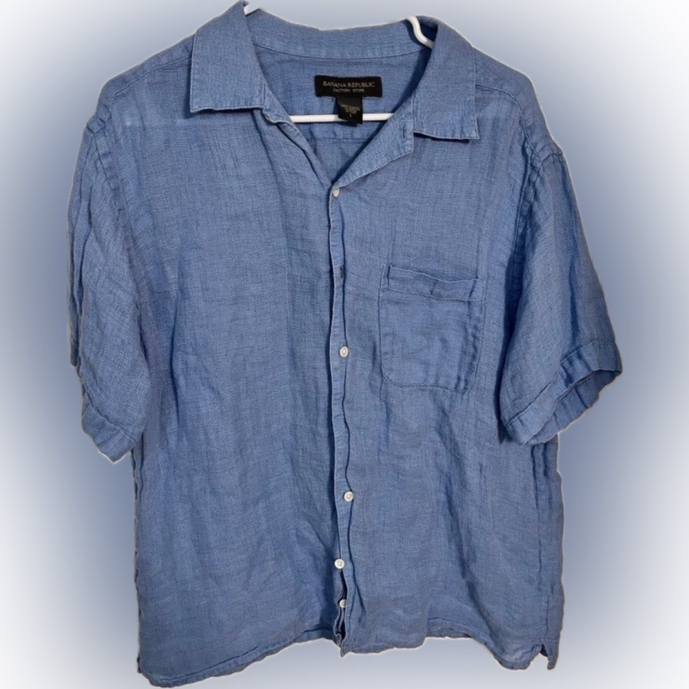 Banana Republic Men’s Short Sleeve Button Down Linen Shirt
